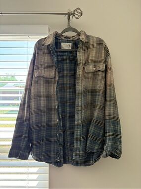 R13 Degrade checked cotton-flannel shirt - L - faded blue